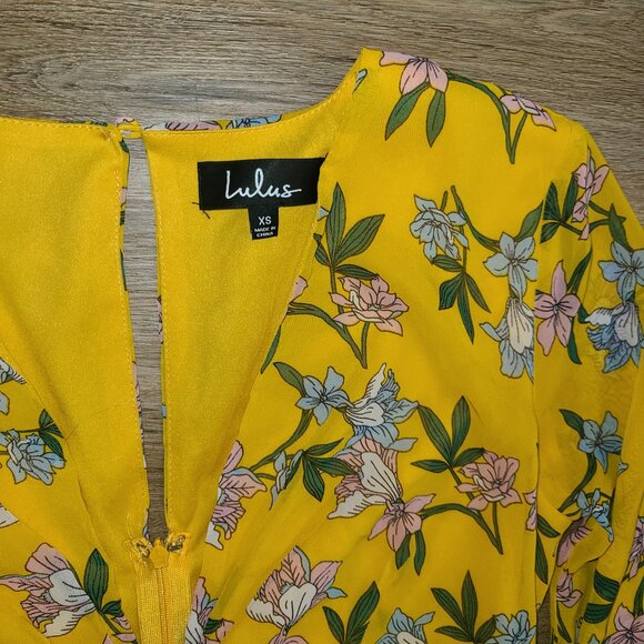 Lulus size XS Maxi Ruffle Dress Floral Chiffon Long sleeve Thrive Together - Picture 6 of 10